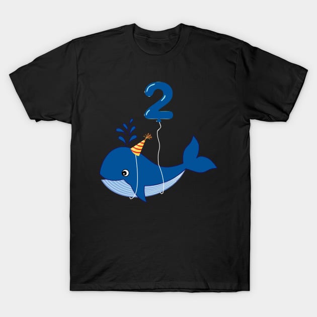 Kids 2nd Birthday Cute Whale Gift Shirt For 2 Year Old Boys T-Shirt by GillTee